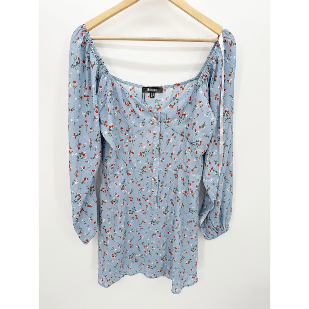 Missguided Babydoll Floral Mini Dress Women Sz 8 Coquette Cottagecore Milkmaid